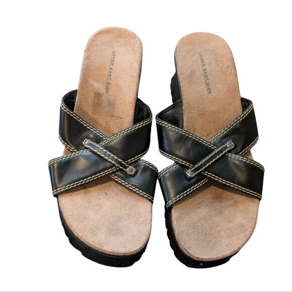 Vintage Lower East Side Y2K Black Tan Platform Sandals Women's Size 9 - Picture 3 of 7